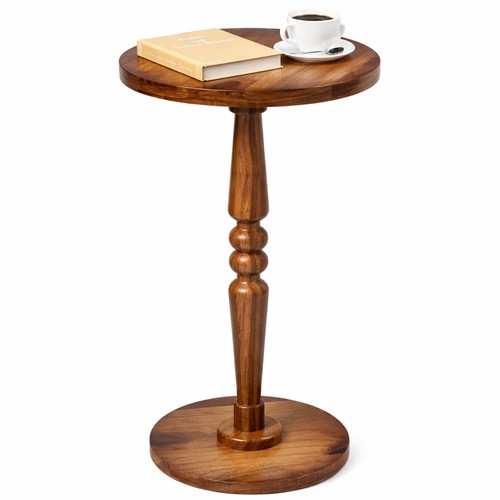 Small wooden round side table - wooden,
