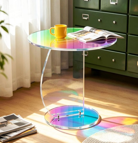 Rainbow acrylic side table - side,