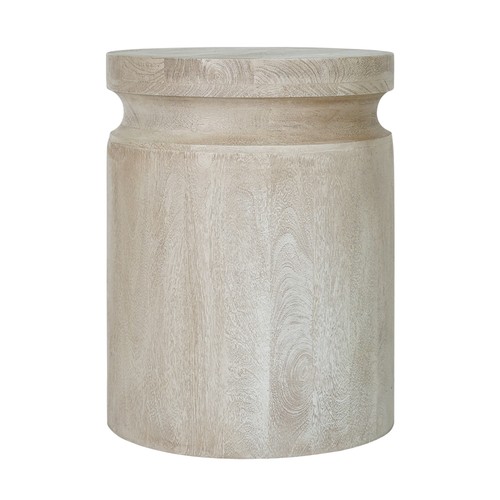 Cream wooden cylinder - cream,